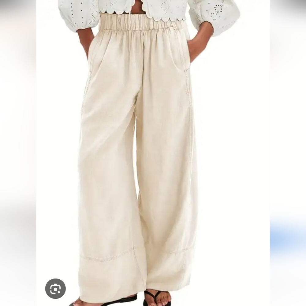 Hooever Womens Casual High Waisted Wide Leg Pants Button Up Straight Leg Trouser